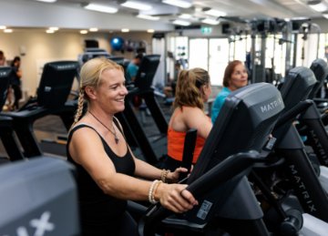 A group using the fitness equipment